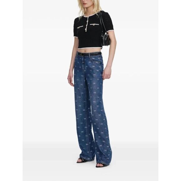 Self-Portrait Women Lightweight Bow Embellished Jeans